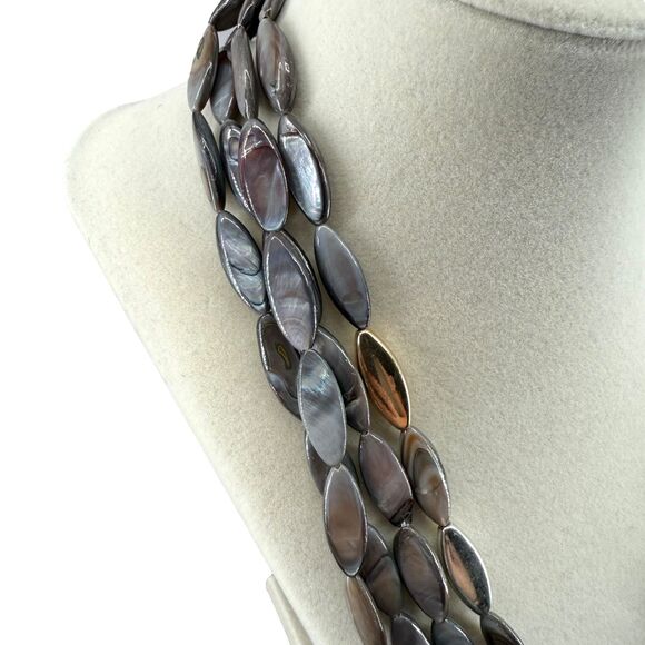 J. Jill Shell Necklace & Bracelet Set Mixed Metal Cluster Mother Pearl Abalone - Picture 12 of 16